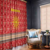 Macedonia Christmas Window Curtain with Traditional Santa and Yellow Sun Motif - Wonder Print Shop