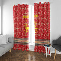 Macedonia Christmas Window Curtain with Traditional Santa and Yellow Sun Motif - Wonder Print Shop