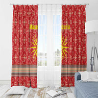 Macedonia Christmas Window Curtain with Traditional Santa and Yellow Sun Motif - Wonder Print Shop