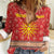 Macedonia Christmas Women Casual Shirt with Traditional Santa and Yellow Sun Motif - Wonder Print Shop