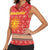 Macedonia Christmas Women Sleeveless Polo Shirt with Traditional Santa and Yellow Sun Motif - Wonder Print Shop