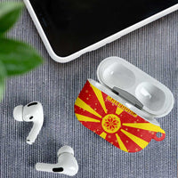Macedonia Christmas AirPods Case with Yellow Sun, Santa, and Festive Tree Motif - Wonder Print Shop