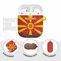 Macedonia Christmas AirPods Case with Yellow Sun, Santa, and Festive Tree Motif - Wonder Print Shop