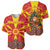 Macedonia Christmas Baseball Jersey with Yellow Sun, Santa, and Festive Tree Motif - Wonder Print Shop