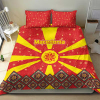 Macedonia Christmas Bedding Set with Yellow Sun, Santa, and Festive Tree Motif - Wonder Print Shop