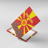 Macedonia Christmas Canvas Wall Art with Yellow Sun, Santa, and Festive Tree Motif - Wonder Print Shop