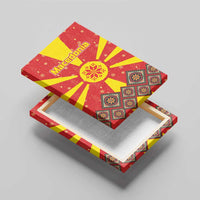 Macedonia Christmas Canvas Wall Art with Yellow Sun, Santa, and Festive Tree Motif - Wonder Print Shop