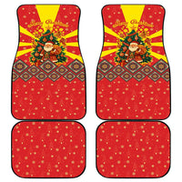 Macedonia Christmas Car Mats with Yellow Sun, Santa, and Festive Tree Motif - Wonder Print Shop