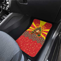 Macedonia Christmas Car Mats with Yellow Sun, Santa, and Festive Tree Motif - Wonder Print Shop