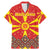 Macedonia Christmas Family Matching Mermaid Dress and Hawaiian Shirt with Yellow Sun, Santa, and Festive Tree Motif - Wonder Print Shop