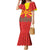 Macedonia Christmas Family Matching Mermaid Dress and Hawaiian Shirt with Yellow Sun, Santa, and Festive Tree Motif - Wonder Print Shop