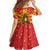 Macedonia Christmas Family Matching Off Shoulder Maxi Dress and Hawaiian Shirt with Yellow Sun, Santa, and Festive Tree Motif - Wonder Print Shop