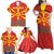 Macedonia Christmas Family Matching Off Shoulder Maxi Dress and Hawaiian Shirt with Yellow Sun, Santa, and Festive Tree Motif - Wonder Print Shop