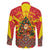 Macedonia Christmas Family Matching Off Shoulder Maxi Dress and Hawaiian Shirt with Yellow Sun, Santa, and Festive Tree Motif - Wonder Print Shop