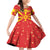 Macedonia Christmas Family Matching Off Shoulder Short Dress and Hawaiian Shirt with Yellow Sun, Santa, and Festive Tree Motif - Wonder Print Shop