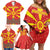 Macedonia Christmas Family Matching Off Shoulder Short Dress and Hawaiian Shirt with Yellow Sun, Santa, and Festive Tree Motif - Wonder Print Shop