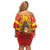 Macedonia Christmas Family Matching Off Shoulder Short Dress and Hawaiian Shirt with Yellow Sun, Santa, and Festive Tree Motif - Wonder Print Shop