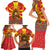 Macedonia Christmas Family Matching Short Sleeve Bodycon Dress and Hawaiian Shirt with Yellow Sun, Santa, and Festive Tree Motif - Wonder Print Shop