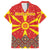 Macedonia Christmas Family Matching Short Sleeve Bodycon Dress and Hawaiian Shirt with Yellow Sun, Santa, and Festive Tree Motif - Wonder Print Shop