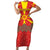Macedonia Christmas Family Matching Short Sleeve Bodycon Dress and Hawaiian Shirt with Yellow Sun, Santa, and Festive Tree Motif - Wonder Print Shop