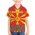 Macedonia Christmas Family Matching Short Sleeve Bodycon Dress and Hawaiian Shirt with Yellow Sun, Santa, and Festive Tree Motif - Wonder Print Shop