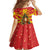 Macedonia Christmas Family Matching Summer Maxi Dress and Hawaiian Shirt with Yellow Sun, Santa, and Festive Tree Motif - Wonder Print Shop