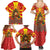 Macedonia Christmas Family Matching Summer Maxi Dress and Hawaiian Shirt with Yellow Sun, Santa, and Festive Tree Motif - Wonder Print Shop
