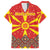 Macedonia Christmas Family Matching Summer Maxi Dress and Hawaiian Shirt with Yellow Sun, Santa, and Festive Tree Motif - Wonder Print Shop