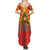 Macedonia Christmas Family Matching Summer Maxi Dress and Hawaiian Shirt with Yellow Sun, Santa, and Festive Tree Motif - Wonder Print Shop