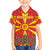 Macedonia Christmas Family Matching Summer Maxi Dress and Hawaiian Shirt with Yellow Sun, Santa, and Festive Tree Motif - Wonder Print Shop
