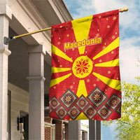 Macedonia Christmas Garden Flag with Yellow Sun, Santa, and Festive Tree Motif - Wonder Print Shop