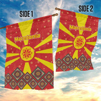 Macedonia Christmas Garden Flag with Yellow Sun, Santa, and Festive Tree Motif - Wonder Print Shop