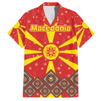 Macedonia Christmas Hawaiian Shirt with Yellow Sun, Santa, and Festive Tree Motif - Wonder Print Shop