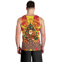 Macedonia Christmas Men Tank Top with Yellow Sun, Santa, and Festive Tree Motif - Wonder Print Shop