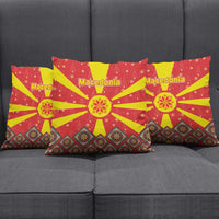 Macedonia Christmas Pillow Cover with Yellow Sun, Santa, and Festive Tree Motif - Wonder Print Shop