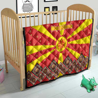 Macedonia Christmas Quilt with Yellow Sun, Santa, and Festive Tree Motif - Wonder Print Shop