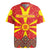Macedonia Christmas Rugby Jersey with Yellow Sun, Santa, and Festive Tree Motif - Wonder Print Shop