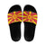 Macedonia Christmas Slide Sandals with Yellow Sun, Santa, and Festive Tree Motif - Wonder Print Shop
