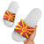 Macedonia Christmas Slide Sandals with Yellow Sun, Santa, and Festive Tree Motif - Wonder Print Shop
