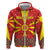 Macedonia Christmas Zip Hoodie with Yellow Sun, Santa, and Festive Tree Motif - Wonder Print Shop