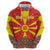 Macedonia Christmas Zip Hoodie with Yellow Sun, Santa, and Festive Tree Motif - Wonder Print Shop