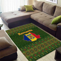 Romania Christmas Area Rug with Map Tricolor Flag Golden Eagle and Santa Motif - Wonder Print Shop