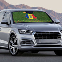 Romania Christmas Auto Sun Shade with Map Tricolor Flag Golden Eagle and Santa Motif - Wonder Print Shop