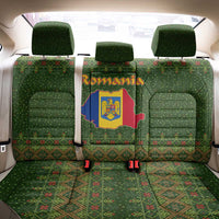 Romania Christmas Back Car Seat Cover with Map Tricolor Flag Golden Eagle and Santa Motif - Wonder Print Shop