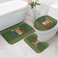 Romania Christmas Bathroom Set with Map Tricolor Flag Golden Eagle and Santa Motif - Wonder Print Shop