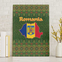 Romania Christmas Canvas Wall Art with Map Tricolor Flag Golden Eagle and Santa Motif - Wonder Print Shop