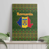 Romania Christmas Canvas Wall Art with Map Tricolor Flag Golden Eagle and Santa Motif - Wonder Print Shop
