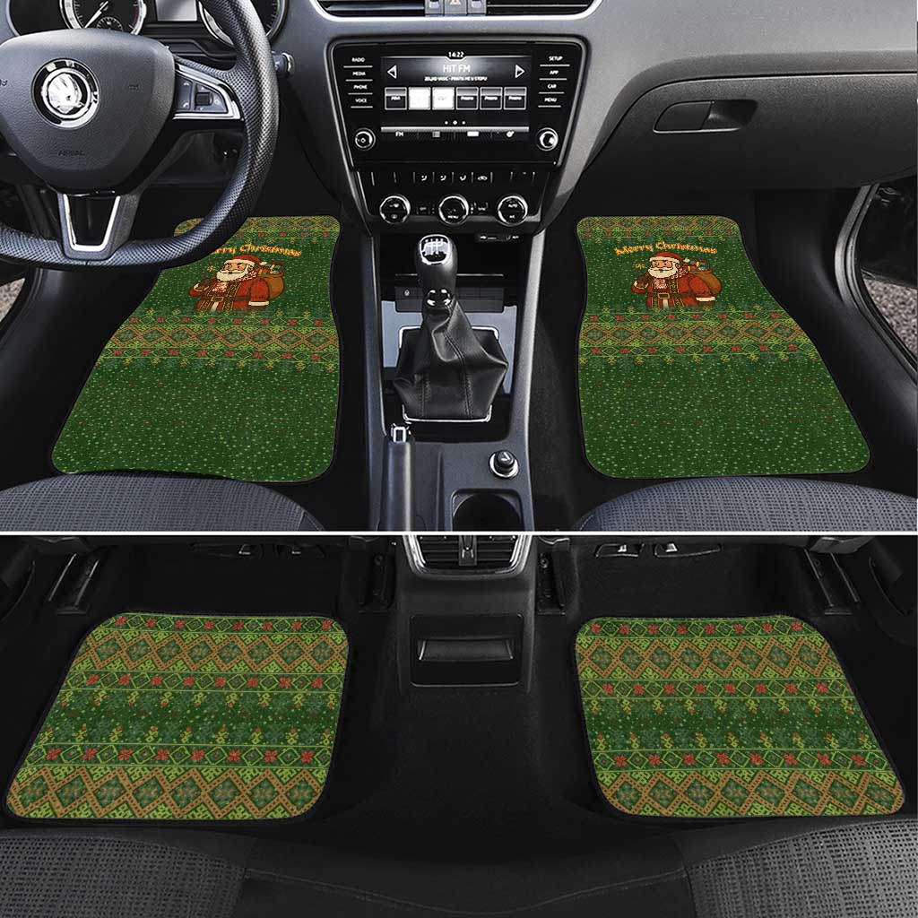 Romania Christmas Car Mats with Map Tricolor Flag Golden Eagle and Santa Motif - Wonder Print Shop