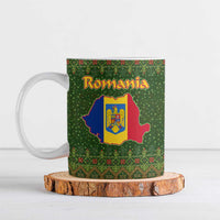 Romania Christmas Ceramic Mug with Map Tricolor Flag Golden Eagle and Santa Motif - Wonder Print Shop