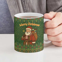 Romania Christmas Ceramic Mug with Map Tricolor Flag Golden Eagle and Santa Motif - Wonder Print Shop